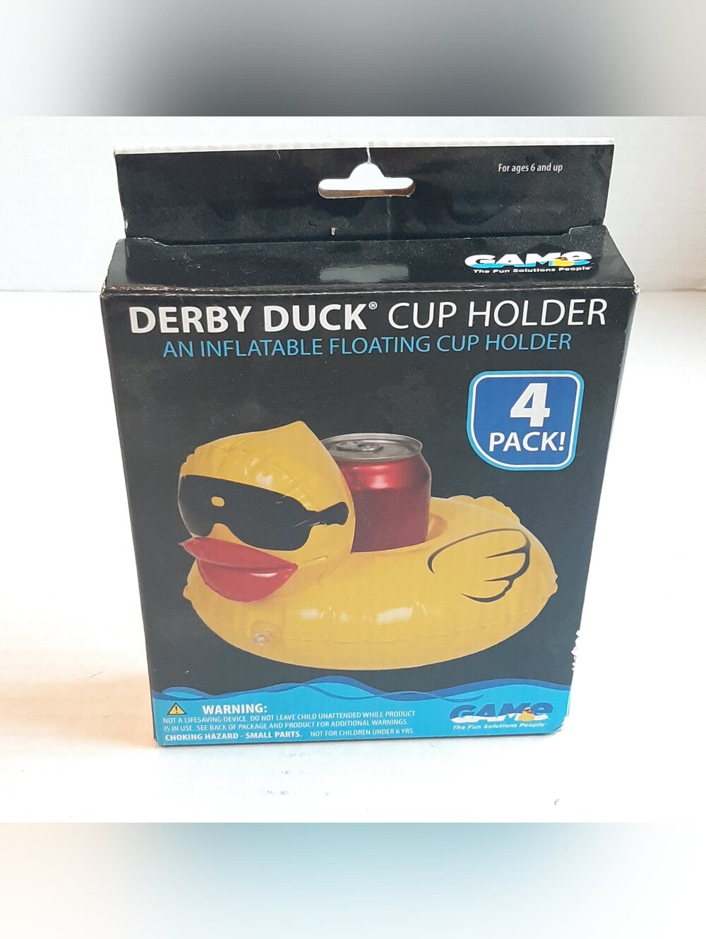 GAME Derby Duck Inflatable Floating Cup Holder Duck Shape 4 Pack